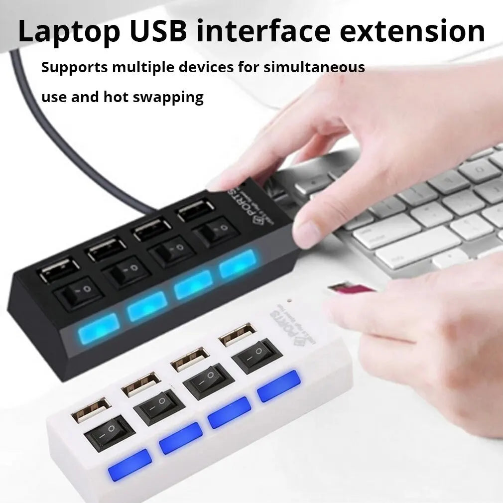 4-Port Usb 2.0 Hub One Drag Four Splitter Hub Plug And Play Mini Small