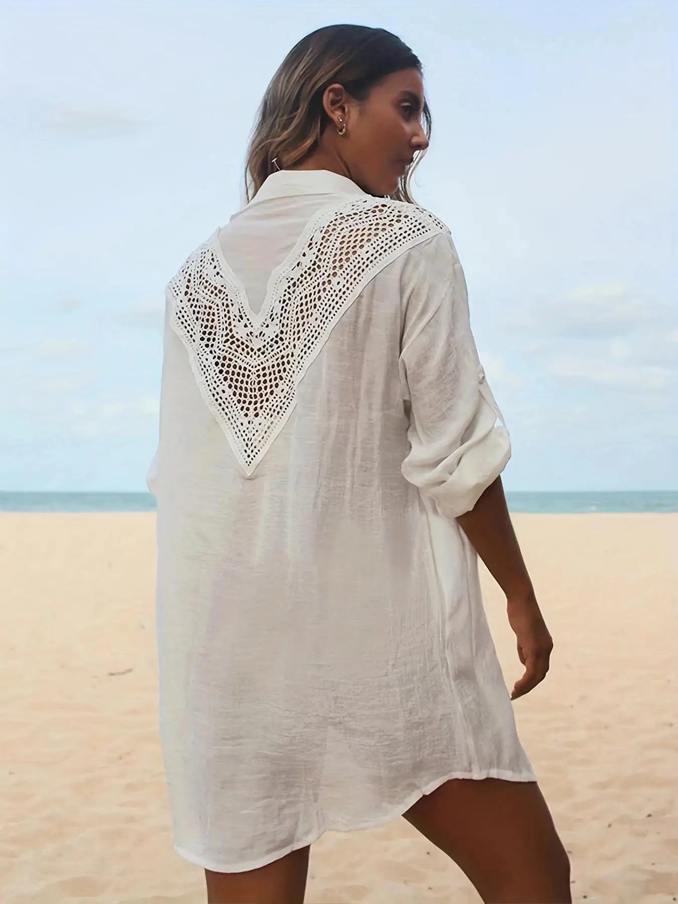 2024 New Bamboo Fiber Bikini Cover Ups for Sexy Girl Solid White Shirt