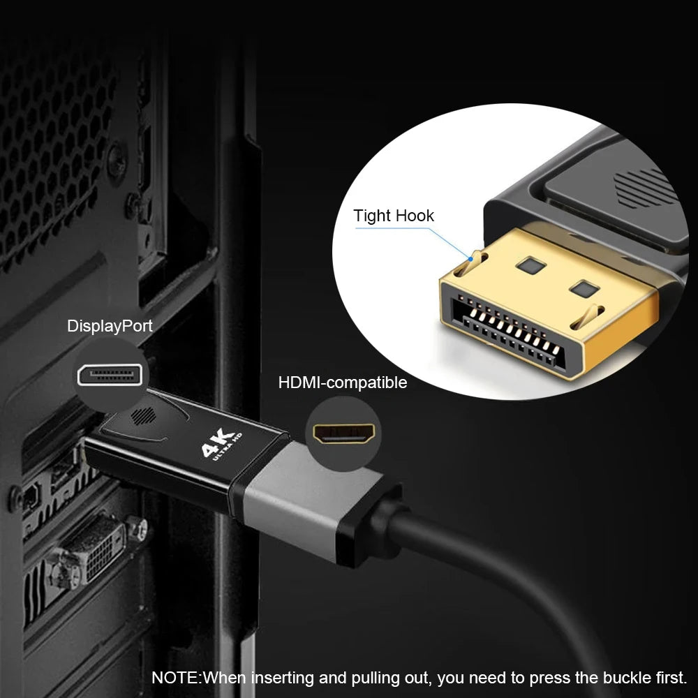 4K Display Port to HDMI-Compatible Adapter Male to Female DP to