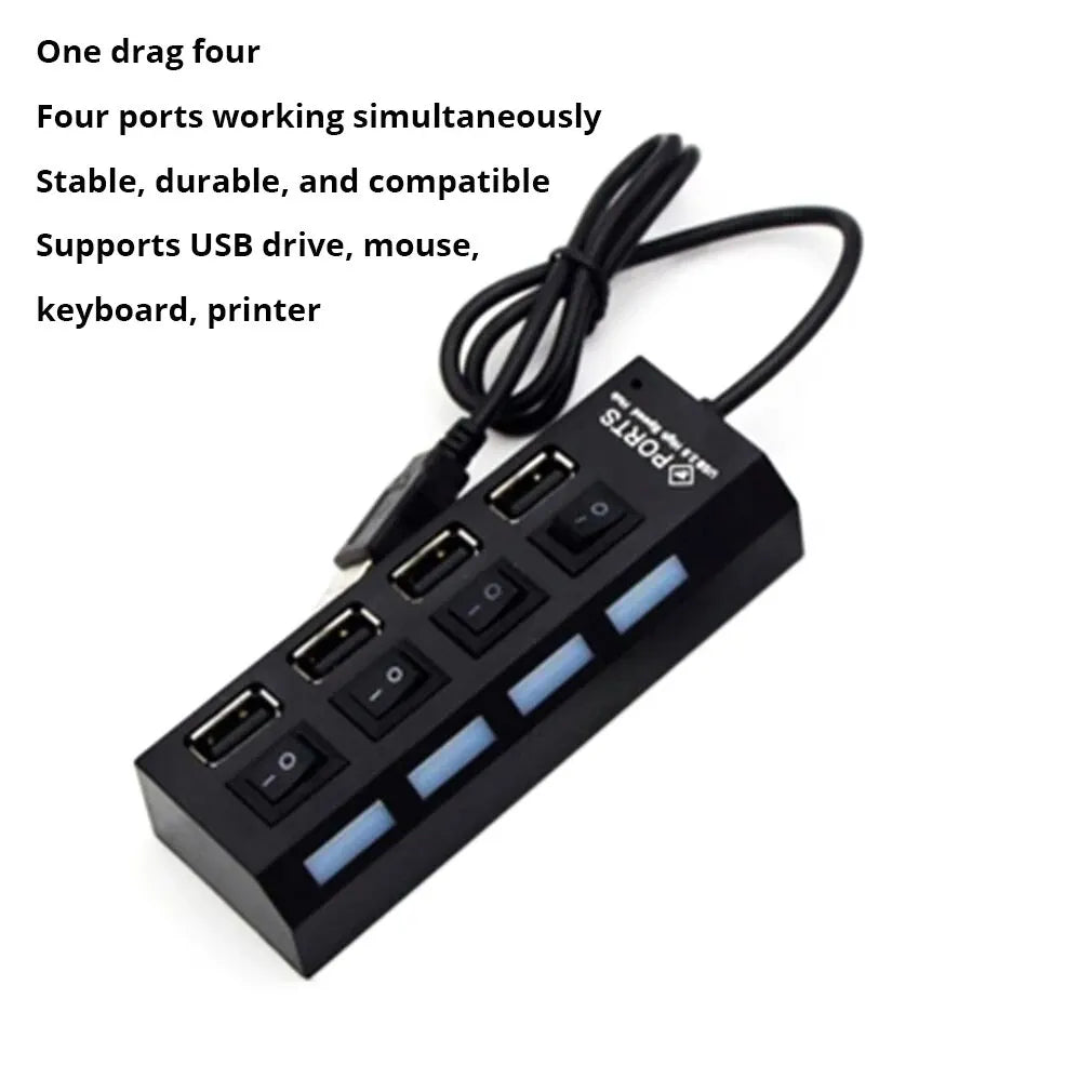 4-Port Usb 2.0 Hub One Drag Four Splitter Hub Plug And Play Mini Small