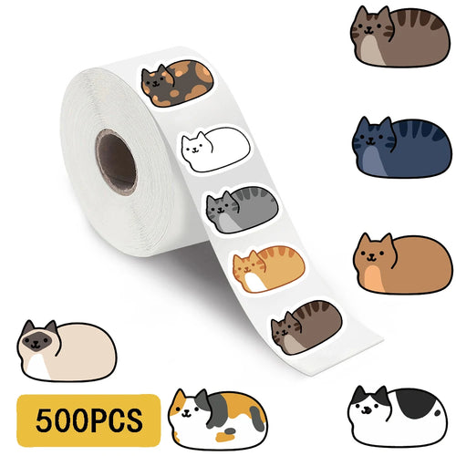 500PCS Kawaii Cartoon Cat Tuo Tuo Roll Stickers Skateboard Laptop