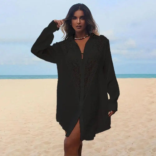 2024 New Bamboo Fiber Bikini Cover Ups for Sexy Girl Solid White Shirt