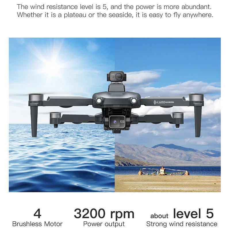 2024 New L600 PRO MAX GPS Drone 5KM 4K Professional HD Dual Camera