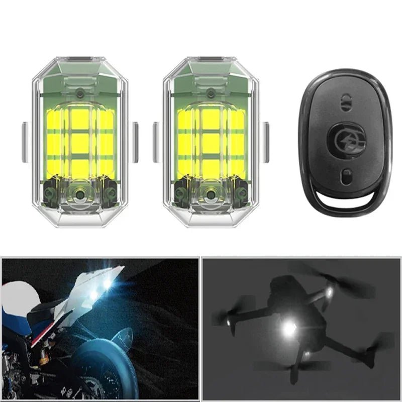 4PCS Wireless LED Drone Strobe Light for Motorcycle Car Bike Remote